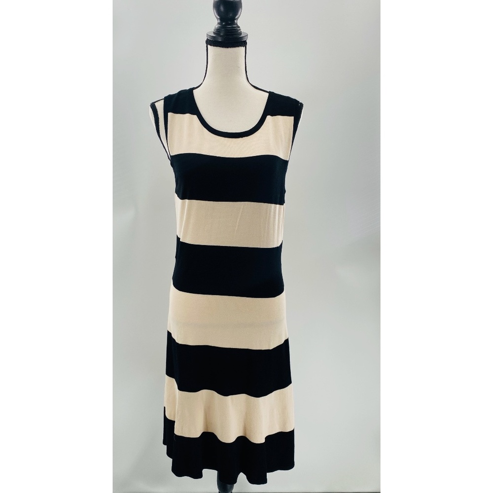 Julian Taylor New York Black/ Cream Sleeveless Strip Long Dress‎